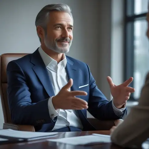 فردی بعنوان مشاور در حال توضیح دادن شرایط وام به مشتری است